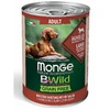 Monge Dog BWild Grain Free полнорационный влажный корм для собак, беззерновой, с ягненком, тыквой и кабачками, кусочки в соусе, в консервах - 400 г фото 1