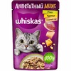 Whiskas Аппетитный микс полнорационный влажный корм для кошек, с курицей и уткой, кусочки в сырном соусе, в паучах - 75 г фото 1
