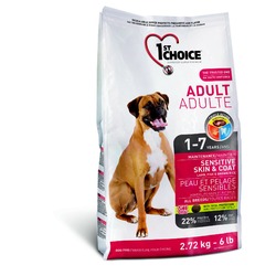 1st Choice Adult для взрослых собак с чувствительной кожей и для шерсти с ягненком, рыбой и рисом - 350 г