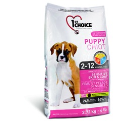 1st Choice Puppy Sensitive Skin & Coat сухой корм для щенков с чувствительной кожей и для шерсти с ягненком, рыбой и рисом - 2,72 кг