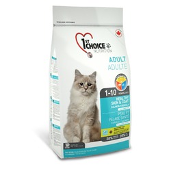 1st Choice Healthy Skin & Coat сухой корм для взрослых кошек для кожи и шерсти с лососем - 907 г