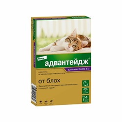 Elanco Адвантейдж капли от блох для кошек весом более 4 кг - 4 пипетки