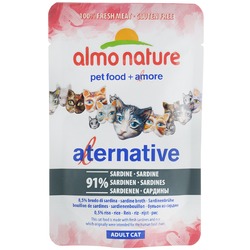 Almo Nature Alternative Adult Cat Sardines влажный корм для кошек с сардинами 91% мяса, кусочки в бульоне, в паучах - 55 г