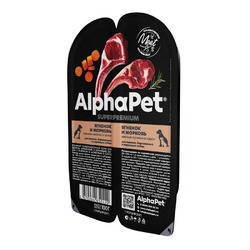 AlphaPet Superpremium влажный корм для щенков, беременных и кормящих собак, с ягненком и морковью, в ламистерах - 100 г