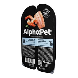 AlphaPet Superpremium влажный корм для стерилизованных кошек, с анчоусами и креветками, в ламистерах - 80 г