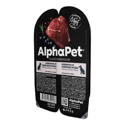 AlphaPet Superpremium влажный корм для взрослых собак, с олениной и северными ягодами, в ламистерах - 100 г