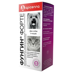 Apicenna Фунгин Форте флакон-капельница для лечения стригучего лишая и других грибковых заболеваний у кошек и собак - 12 мл