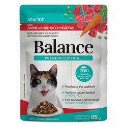 Balance Cat влажный корм для кошек, полнорационный,с говядиной, морковью и горошком, в соусе, в паучах - 85 г