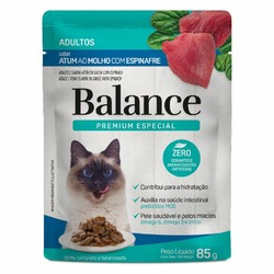 Balance Cat влажный корм для кошек, полнорационный, с  тунцом и шпинатом, в соусе, в паучах - 85 г
