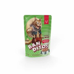 Banditos влажный корм для взрослых кошек, с аппетитной курочкой, кусочки в желе, в паучах - 75 г x 24 шт