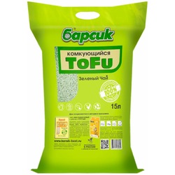 Барсик наполнитель ToFu комкующийся для взрослых кошек, зеленый чай - 15 л