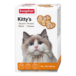 Beaphar Kitty`s Mix витаминизированное лакомство-сердечки для кошек с таурином, биотином, протеином и сыром - 180 таблеток