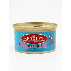 Berkley №1 полнорационный влажный корм для взрослых кошек, с тунцом и кальмаром, кусочки в соусе , в консервах - 85 г