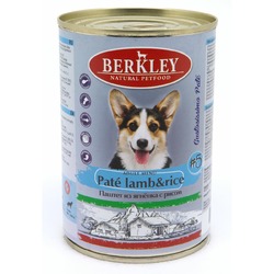 Berkley №5 для взрослых собак всех пород, паштет с ягненком и рисом, в консервах - 400 г