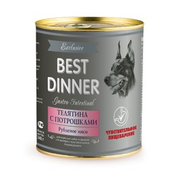 Best Dinner Exclusive Gastro Intestinal влажный корм для собак с чувствительным пищеварением, с телятиной и потрошками, фарш ,в консервах - 340 г