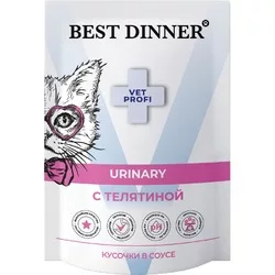 Best Dinner Exclusive Vet Profi Urinary влажный корм для кошек, с телятиной, кусочки в соусе, в паучах - 85 г