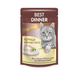 Best Dinner High Premium влажный корм для кошек, с курицей, волокна в белом соусе, в паучах - 85 г