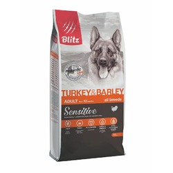 Blitz Sensitive Adult Turkey & Barley полнорационный сухой корм для собак, с индейкой и ячменем