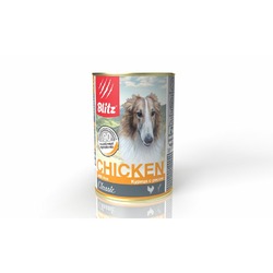 Blitz Classic Adult Dog полнорационный влажный корм для собак, фарш из курицы с рисом, в консервах - 400 г