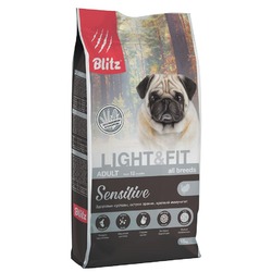 Blitz Sensitive Adult Light & Fit диетический сухой корм для собак, при избыточном весе, с индейкой - 15 кг