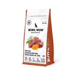 Bowl Wow сухой корм для собак мелких пород, с ягненком, индейкой, рисом и тыквой - 10 кг