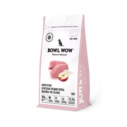 Bowl Wow сухой корм для собак средних пород, с индейкой, рисом и яблоком - 10 кг