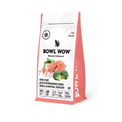 Bowl Wow сухой корм для стерилизованных кошек, с лососем, белой рыбой и брокколи - 8 кг