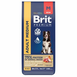 Brit Premium Adult Medium для собак средних пород, полнорационный, с индейкой и телятиной