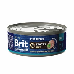 Brit Premium by Nature For Kitten полнорационный влажный корм для котят, паштет с кроликом, в консервах - 100 г