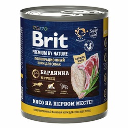 Brit Premium by Nature полнорационный влажный корм для собак, фарш из баранины с рубцом, в консервах - 850 г