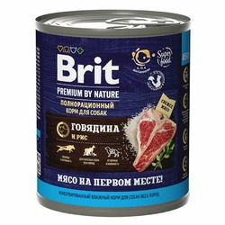 Brit Premium by Nature полнорационный влажный корм для собак, фарш из говядины с рисом, в консервах - 850 г