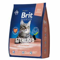 Brit Premium Cat Sterilized Salmon & Chicken полнорационный сухой корм для стерилизованных кошек, с лососем и курицей - 2 кг