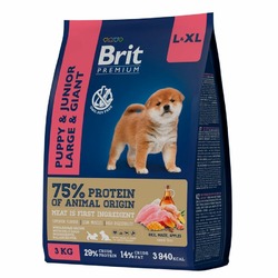 Brit Premium Dog Puppy and Junior Large and Giant полнорационный сухой корм для щенков крупных и гигантских пород, с курицей