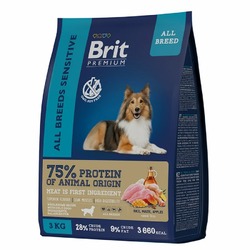 Brit Premium Dog Sensitive полнорационный сухой корм для собак с чувствительным пищеварением, с ягненком и индейкой