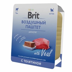 Brit Premium полнорационный влажный корм для котят, воздушный паштет с телятиной, в ламистерах - 100 г