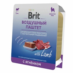 Brit Premium полнорационный влажный корм для собак мелких и миниатюрных пород с чувствительным пищеварением, воздушный паштет с ягненком, в ламистерах - 100 г