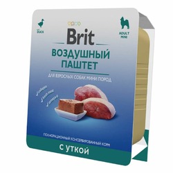 Brit Premium полнорационный влажный корм для собак мелких и миниатюрных пород, воздушный паштет с уткой, в ламистерах - 100 г