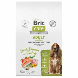 Brit Сare Dog Adult M Healthy Skin&Shiny Coat сухой корм для собак, с лососем и индейкой - 12 кг