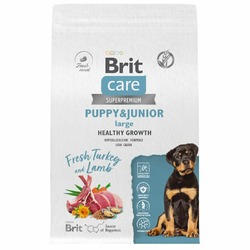 Brit Сare Dog Puppy&Junior L Healthy Growth сухой корм для щенков крупных пород, с индейкой и ягнёнком - 3 кг