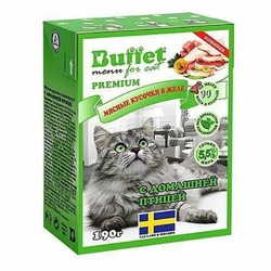 Buffet влажный корм для кошек в желе с домашней птицей 190 г