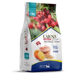 Carni Life Adult полнорационный сухой корм для кошек, низкозерновой, с рыбой, апельсином и клюквой - 1,5 кг