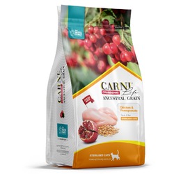 Carni Life Sterilised полнорационный сухой корм для стерилизованных кошек, низкозерновой, с курицей, гранатом и клюквой