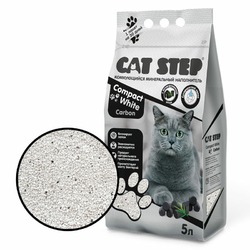 Cat Step Compact White Carbon наполнитель для кошачьих туалетов минеральный комкующийся, 5 л