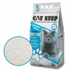 Cat Step Compact White Original наполнитель для кошачьих туалетов минеральный комкующийся, 5 л