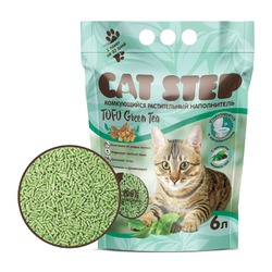 Cat Step Tofu Green Tea наполнитель для кошек комкующийся растительный - 6 л