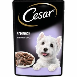 Cesar полнорационный влажный корм для собак, с ягненком, кусочки в сырном соусе, в паучах - 85 г