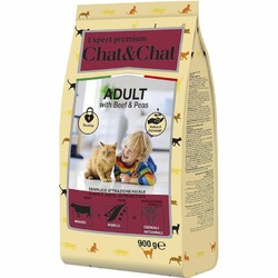 Chat&Chat Expert Premium сухой корм для взрослых кошек с говядиной и горохом - 900 г