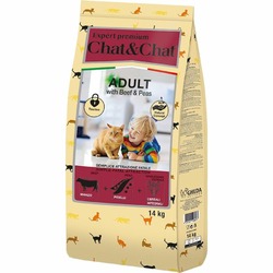 Chat&Chat Expert Premium Adult сухой корм для кошек, с говядиной и горохом