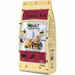 Chat&Chat Expert Premium сухой корм для взрослых кошек с говядиной и горохом - 2 кг