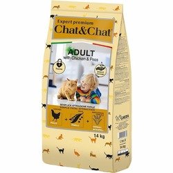 Chat&Chat Expert Premium сухой корм для взрослых кошек с курицей и горохом - 14 кг